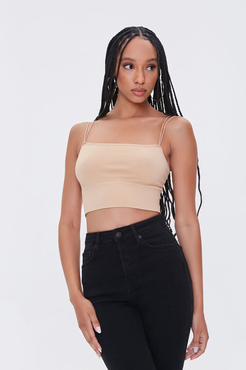 TAUPE Crisscross Cropped Cami, image 1