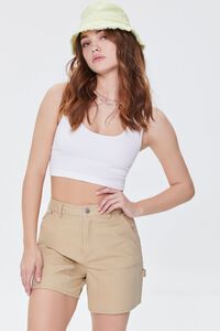 CAPPUCCINO Twill High-Rise Shorts, image 1