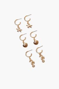 GOLD Seashell Charm Hoop Earring Set, image 1