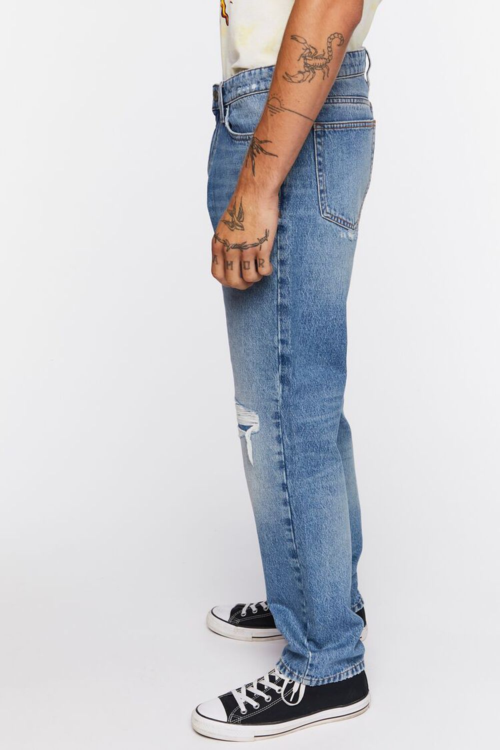 Distressed Straight-Leg Jeans