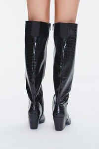 Faux Croc Leather Knee-High Boots, image 3
