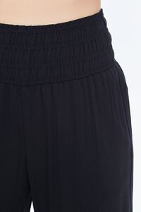 BLACK Smocked Waist Wide-Leg Pants, image 6