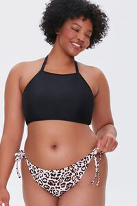 TAN/BLACK Plus Size Leopard Bikini Bottoms, image 5