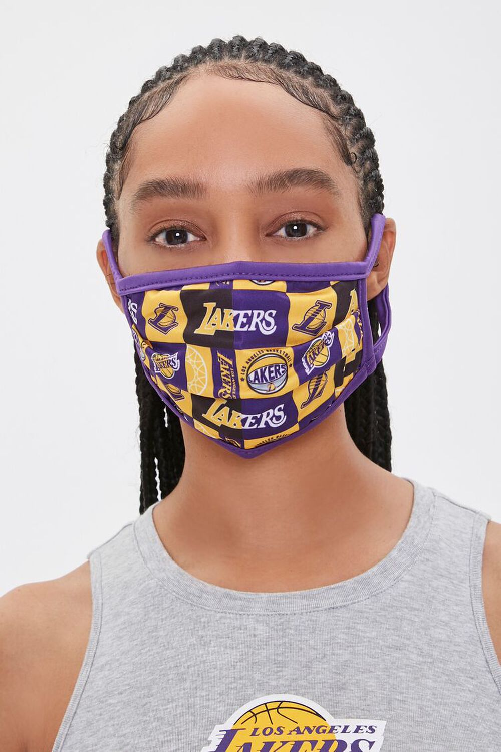 YELLOW/MULTI Lakers Print Face Mask, image 1