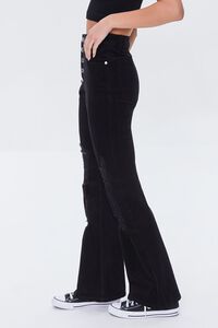 BLACK Distressed Corduroy Flare Pants, image 3