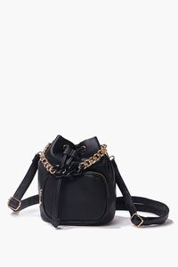BLACK Pebbled Faux Leather Backpack, image 1