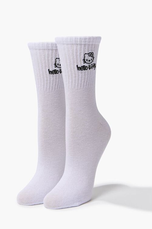 WHITE Embroidered Hello Kitty Crew Socks, image 4