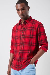 BURGUNDY/BLACK Plaid Flannel Shirt, image 1