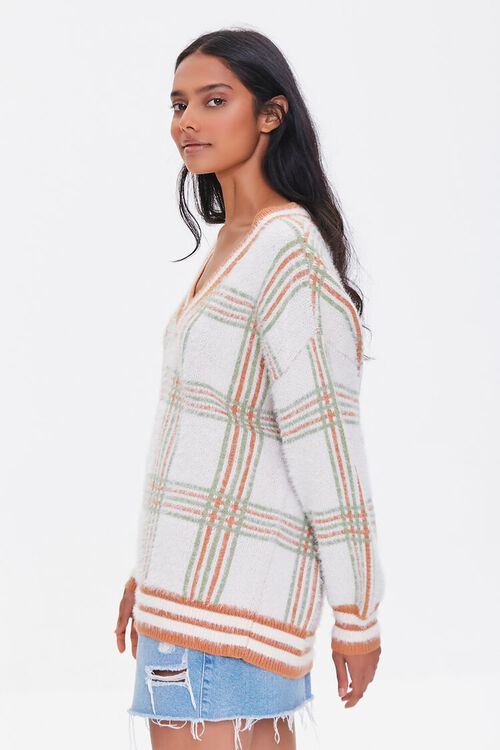 GREEN/MULTI Plaid Varsity-Striped Sweater, image 2