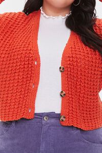 DARK ORANGE Plus Size Textured Cardigan Sweater, image 5