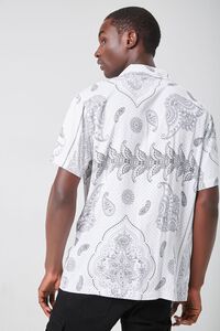 WHITE/BLACK Paisley Print Button-Front Shirt, image 3