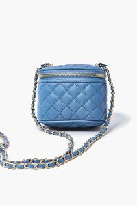 BLUE Quilted Faux Leather Crossbody Bag, image 4