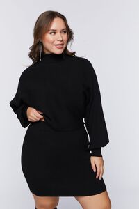 BLACK Plus Size Ribbed Sweater & Skirt Set, image 1