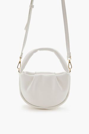 Ruched Faux Leather Crossbody Bag