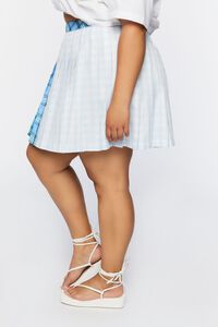 BLUE/MULTI Plus Size Reworked Plaid Mini Skirt, image 3