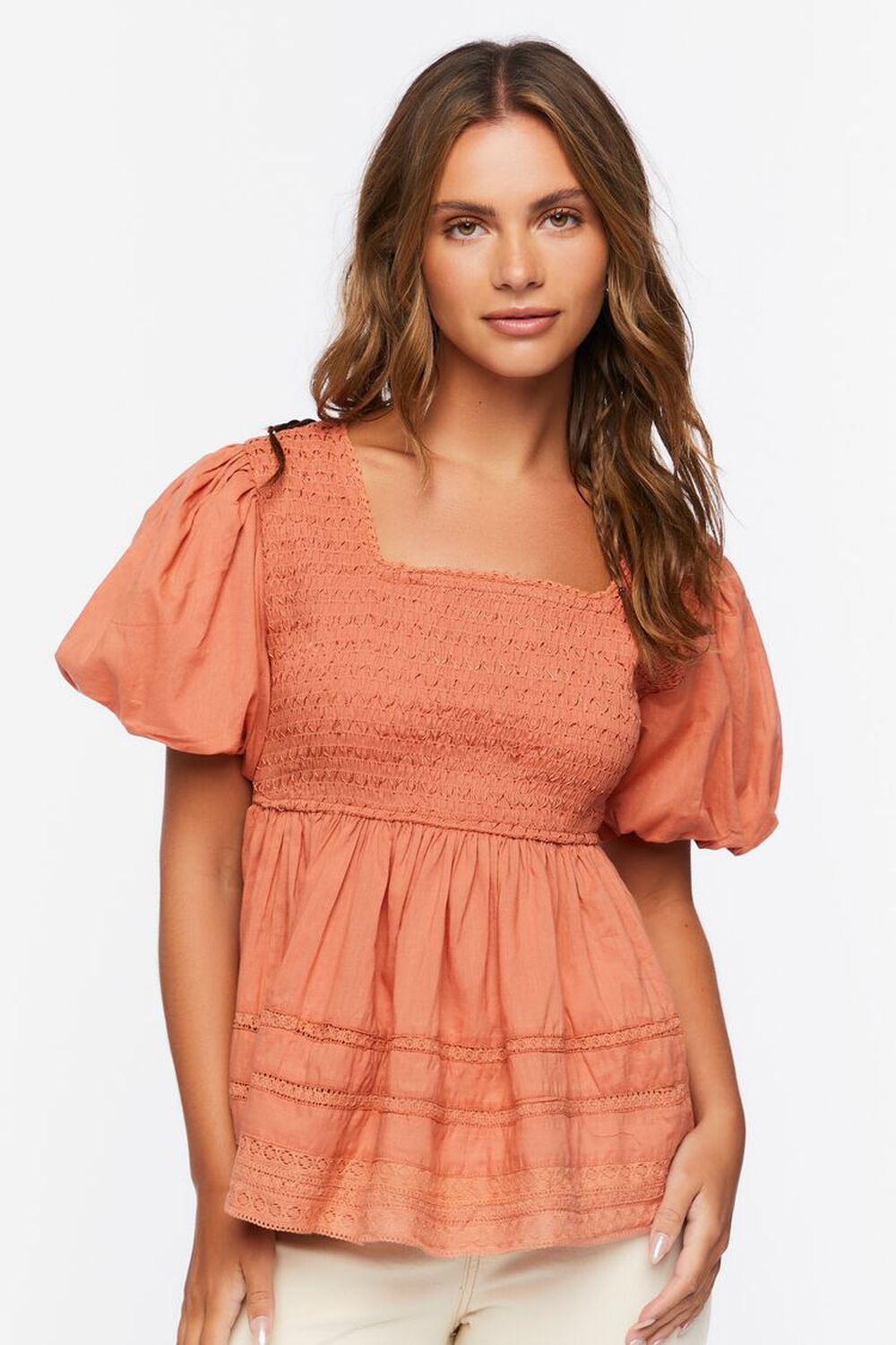 RUST Tiered Puff Sleeve Top, image 1