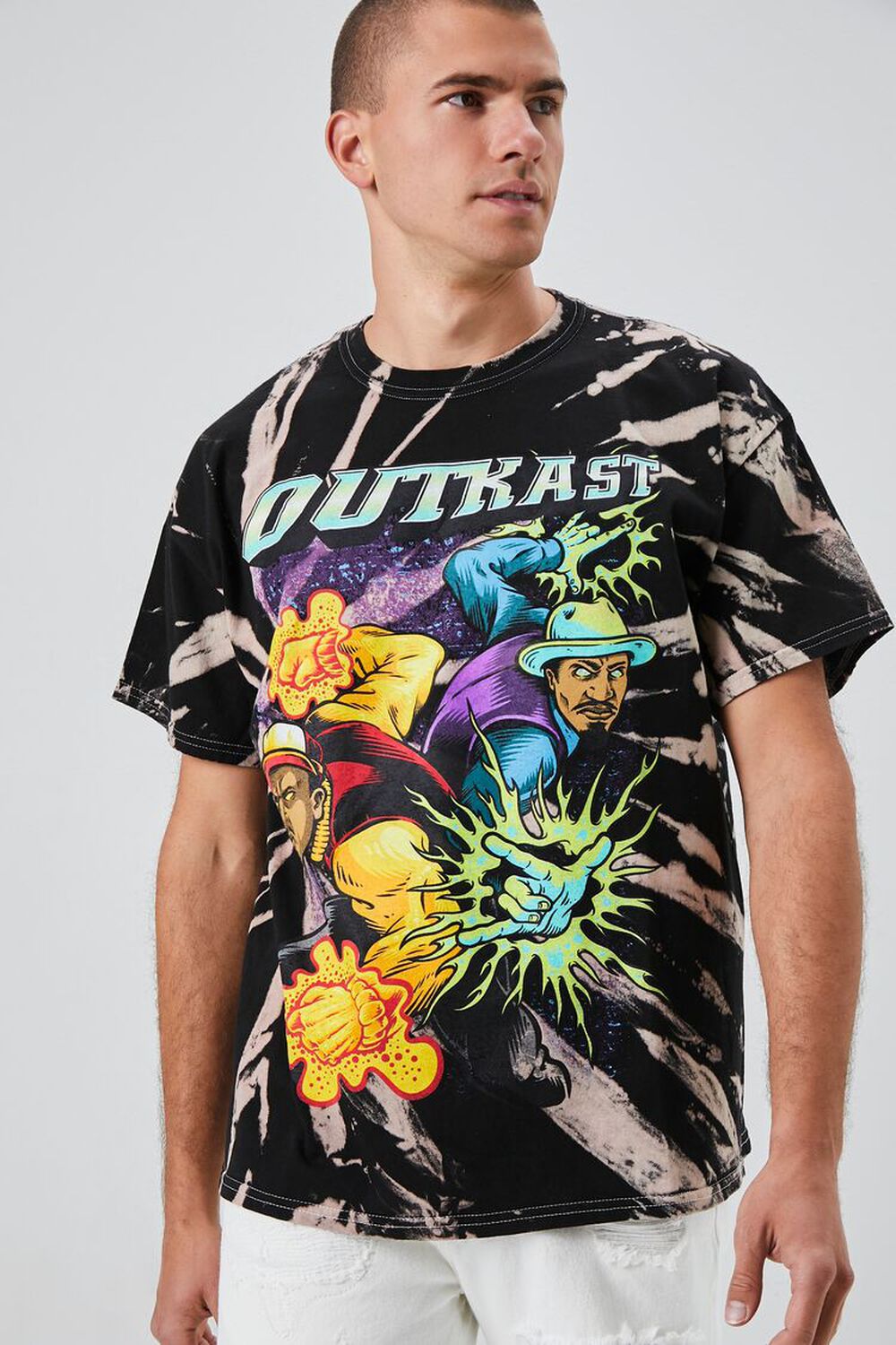 BLACK/MULTI Outkast Graphic Bleach Wash Tee, image 1