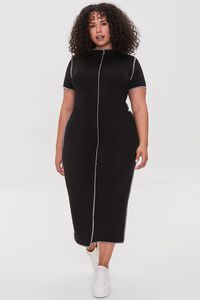 BLACK/WHITE Plus Size Bodycon Midi Dress, image 4