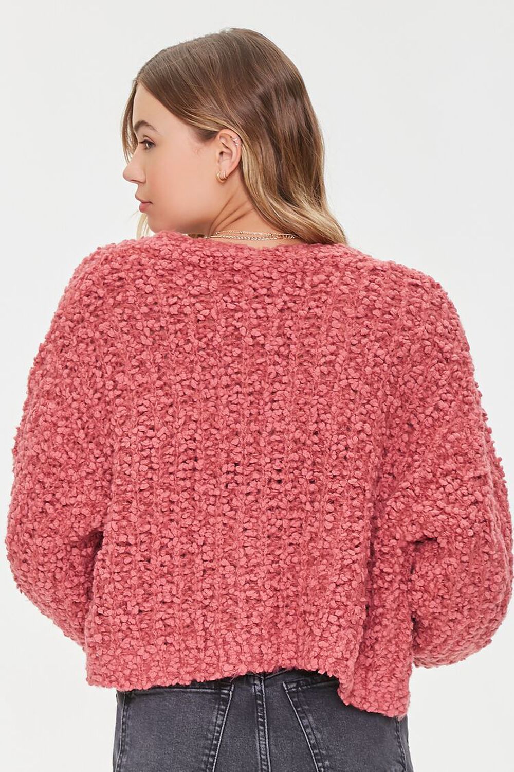 Popcorn Knit Cardigan Sweater