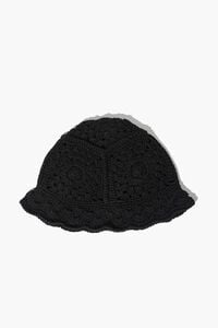 BLACK Crochet Scalloped-Trim Bucket Hat, image 5