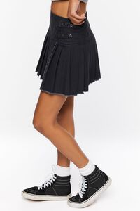 BLACK Pleated Raw-Hem Mini Skirt, image 3