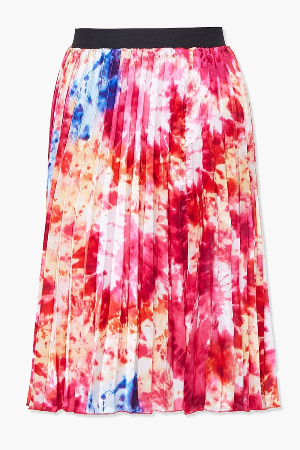 CORAL/MULTI Plus Size Tie-Dye Pleated Skirt, image 1