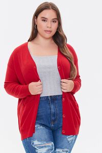 RED Plus Size Pocket Cardigan Sweater, image 1