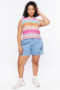 PINK/MULTI Plus Size Colorblock Sweater Vest, image 4