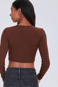 CHOCOLATE Ribbed Knit Zip-Front Crop Top, image 3