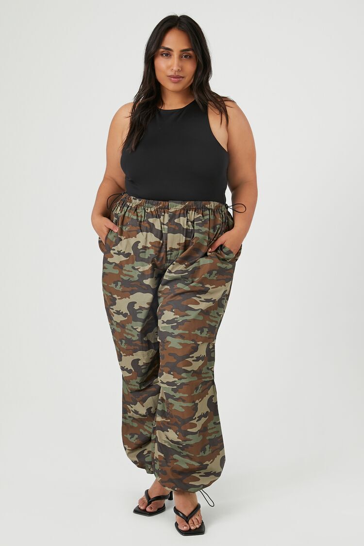 Buy AMZ PLUS Womens Plus Size Cargo Pants Baggy High Elastic Waist  Drawstring Comfy Casual Jogger Sweatpants with Pockets Green Camo XXLarge  at Amazonin