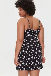 BLACK/MULTI Plus Size Floral Print Mini Dress, image 3