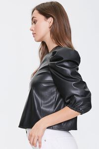 Faux Leather Pickup-Sleeve Top, image 2