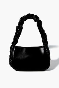 BLACK Ruched Faux Leather Bag, image 4