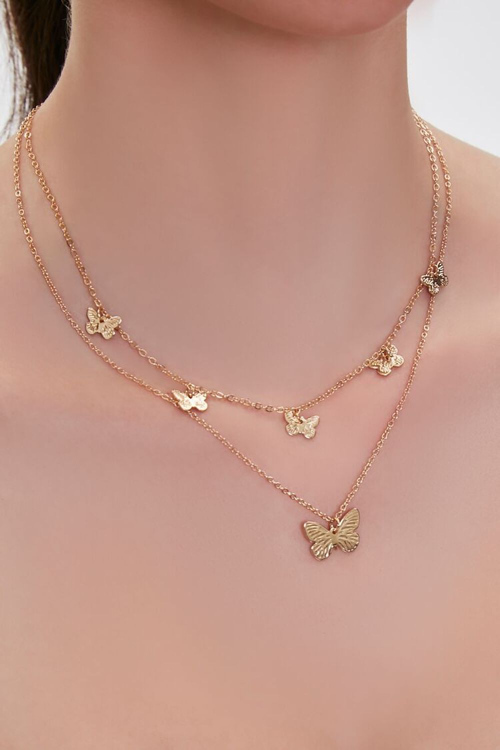 GOLD Butterfly Layered Necklace, image 1
