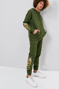 OLIVE/MULTI Dragon Embroidered Graphic Joggers, image 1