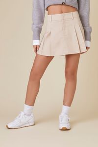 KHAKI Pleated Mini Uniform Skirt, image 2