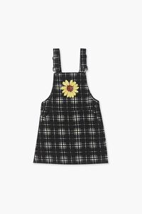 BLACK/MULTI Girls Flower Plaid Overall Dress (Kids), image 1