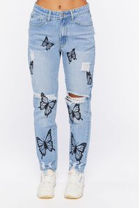 LIGHT DENIM/BLACK Distressed Butterfly Jeans, image 2