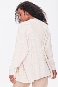 BEIGE Cable Knit Cardigan Sweater, image 3