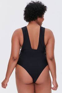 BLACK Plus Size Lace-Up One-Piece Swimsuit, image 3