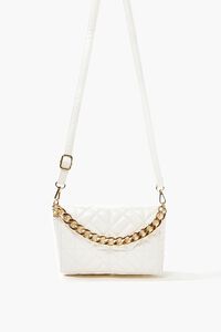 WHITE Quilted Faux Leather Crossbody Bag, image 1