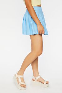 BLUE Pleated Linen Mini Skirt, image 3
