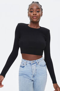 Shoulder-Pad Cropped Sweater, image 1