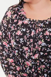 BLACK/MULTI Plus Size Floral Mini Dress, image 5
