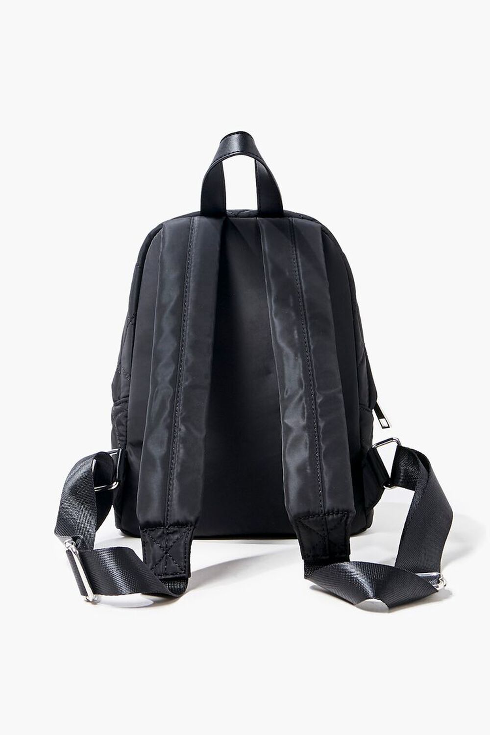BLACK Quilted Zip-Up Backpack, image 3