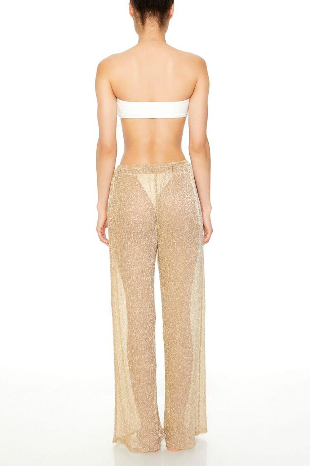 GOLD Shimmery Swim Cover-Up Pants, image 3