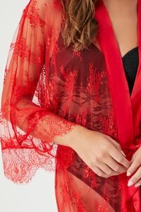 FIERY RED Sheer Lace Lingerie Robe, image 5