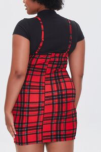 RED/BLACK Plus Size Plaid Pinafore Dress, image 3