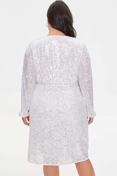 WHITE Plus Size Sequin Wrap Dress, image 3