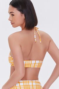 ORANGE/WHITE Plaid Halter Bikini Top, image 3